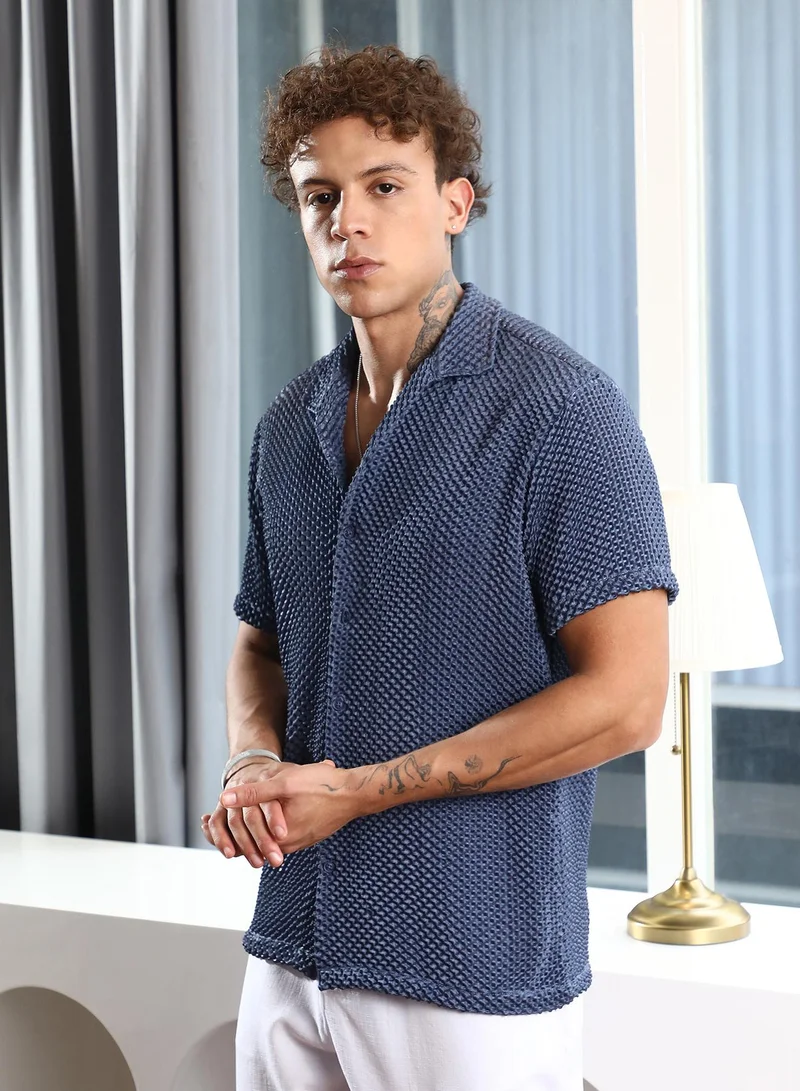 Campus Sutra Puffy-Textured Shirt