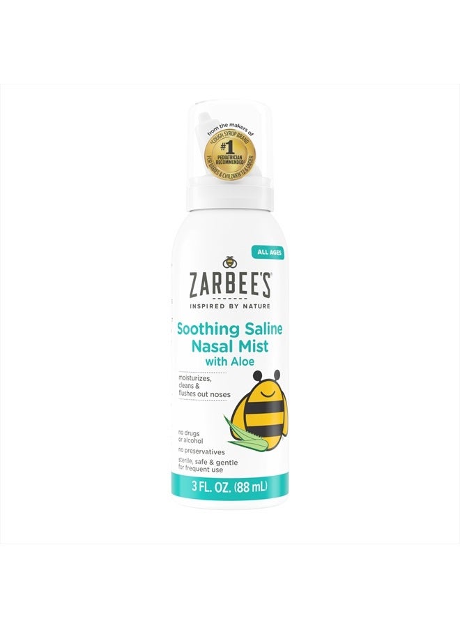 Zarbee's Baby Nasal Saline Spray, Soothing Sterile Mist with Aloe, Newborns & Up, Cleansing Nose Relief, 3Fl Oz - Image 1