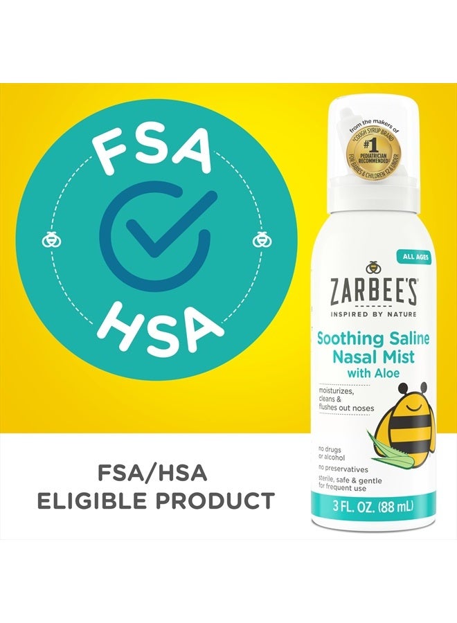 Zarbee's Baby Nasal Saline Spray, Soothing Sterile Mist with Aloe, Newborns & Up, Cleansing Nose Relief, 3Fl Oz - Image 4