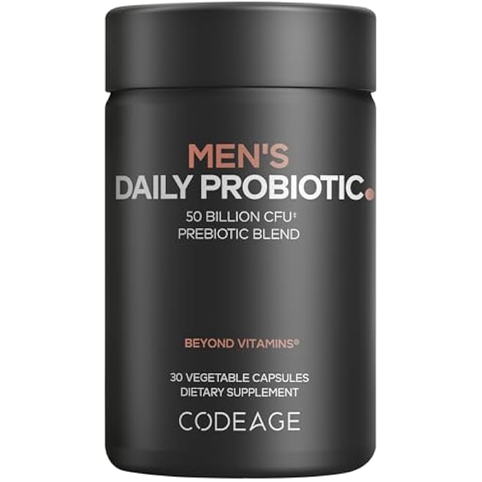 Codeage Men’s Daily Probiotic Supplement - 50 Billion CFU Probiotic Blend with Zinc, Inulin Prebiotic, Saw Palmetto – Men’s Wellness Support – 1 Capsule Per Serving - Non-GMO – 30 Capsules - Image 1