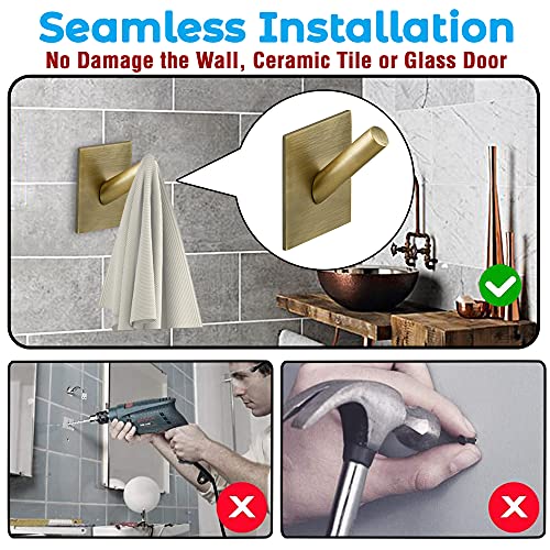DOCOSS Stainless Steel Self Adhesive Hooks for Wall Heavy Duty Hooks for Hanging,Tower Clothes Hanger for Wall,Bathroom & Kitchen Pack of 4, Black - Image 2