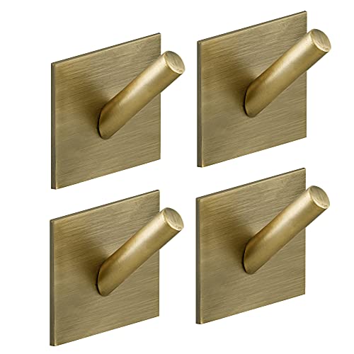 DOCOSS Stainless Steel Self Adhesive Hooks for Wall Heavy Duty Hooks for Hanging,Tower Clothes Hanger for Wall,Bathroom & Kitchen Pack of 4, Black - Image 1