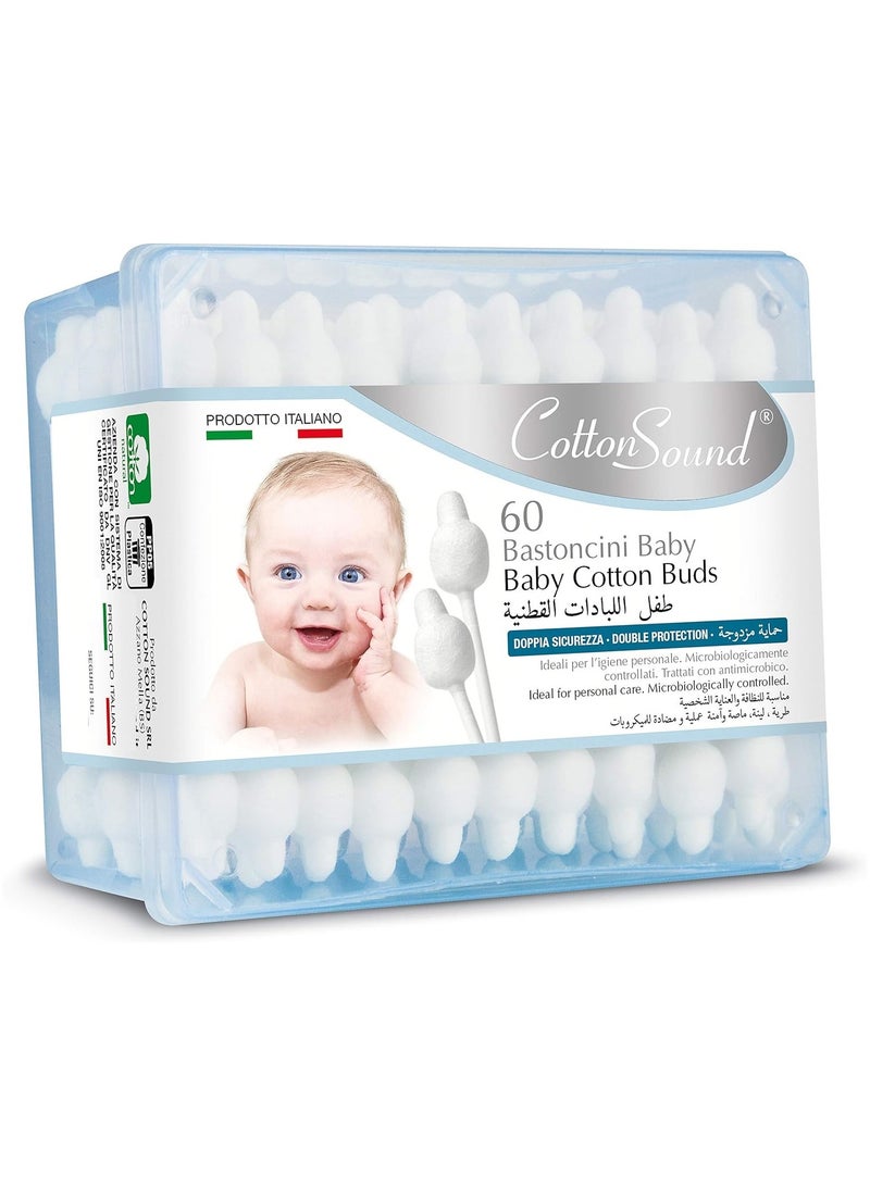 كوتون ساوند مسحات أطفال بيضاء 60 قطعة