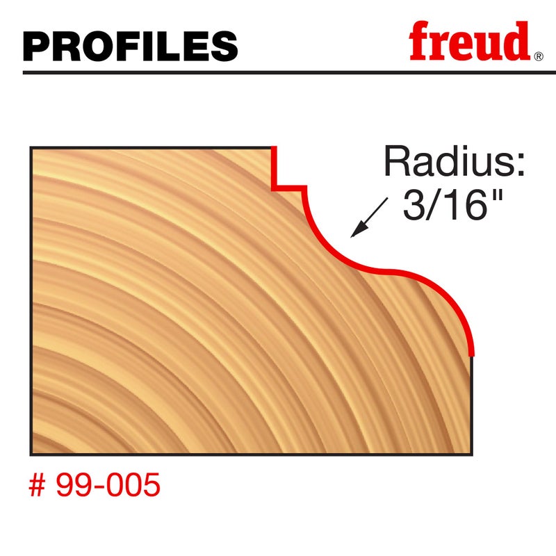 Freud Classical Roman Ogee Bit for Decorative Edge Treatment - Ideal for Cabinets, Molding, and Furniture - 1-3/8" Quadra-Cut Diameter, 1/2" Shank - 99-005 - Image 2
