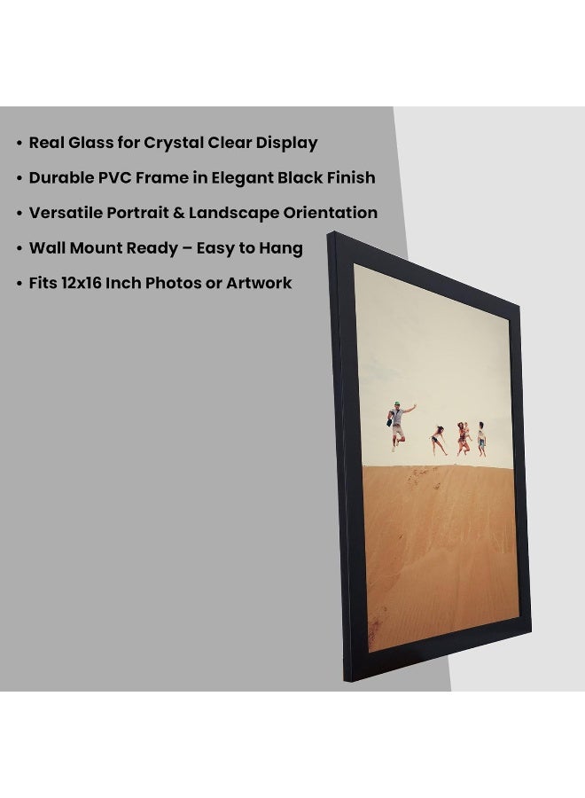 Decorhills DECORHILLS FRAMES & DECOR Photo Real Glass, PVC Vertical Horizontal Wall Mount Display, Black, 12x16 Inch  - Image 4