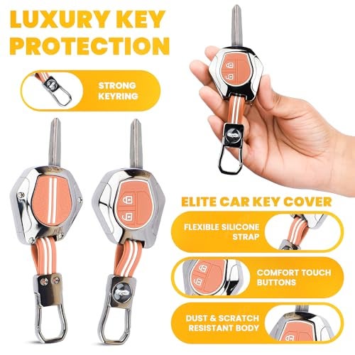 Coll of Fest Premium Black Chrome Metal Silicone Key Cover Shockproof Fob Protector for Maruti Suzuki S-Presso,Swift,SX4,DZire,Ignis,Alto,Vitara Brezza,Celerio,Ertiga,Ciaz,SCross,Baleno,Ritz 2 Button - Image 5