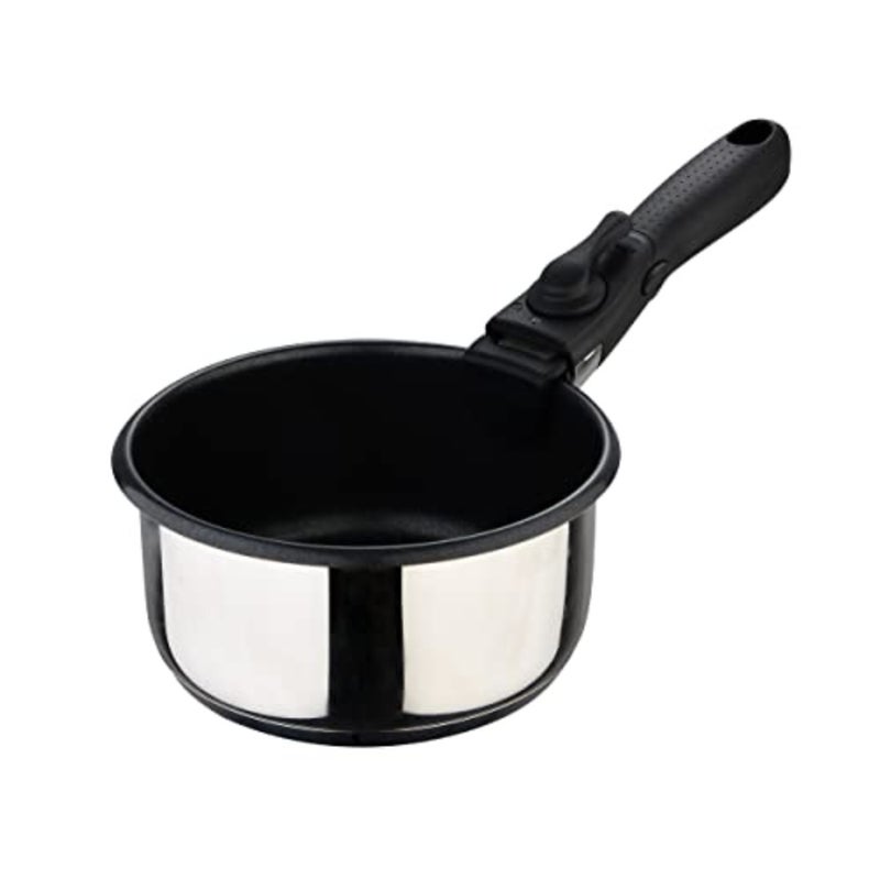 CLICKandCOOK 3-Piece Fying Pan Set Stainless Steel and Non-Stick Includes 3 Saucepans of 16, 18 and 20 cm + Removable Ergonomic Handle For All Types of Cookers and Ovens - Image 2