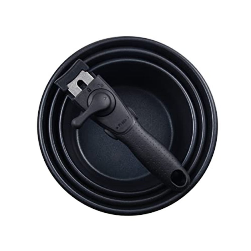 CLICKandCOOK 3-Piece Fying Pan Set Stainless Steel and Non-Stick Includes 3 Saucepans of 16, 18 and 20 cm + Removable Ergonomic Handle For All Types of Cookers and Ovens - Image 3