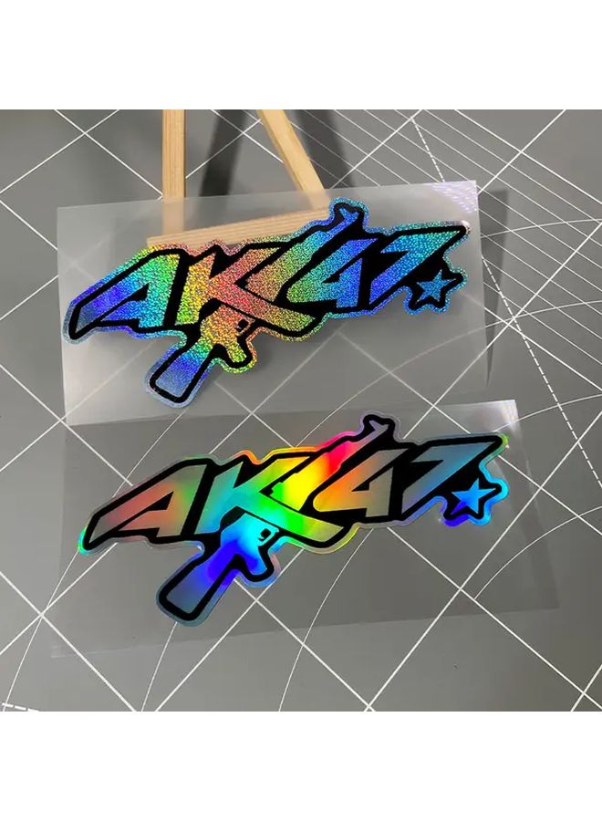 2PCS Laser K47 Motorcycle Sticker 5.91x2.56 Inch Waterproof Scratch Resistant Decal - Image 1