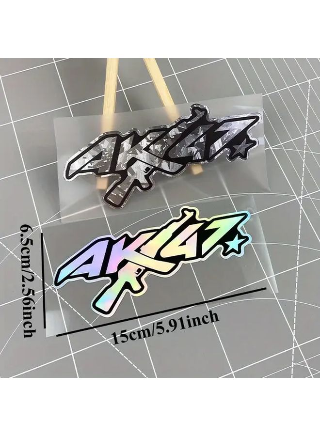 2PCS Laser K47 Motorcycle Sticker 5.91x2.56 Inch Waterproof Scratch Resistant Decal - Image 2