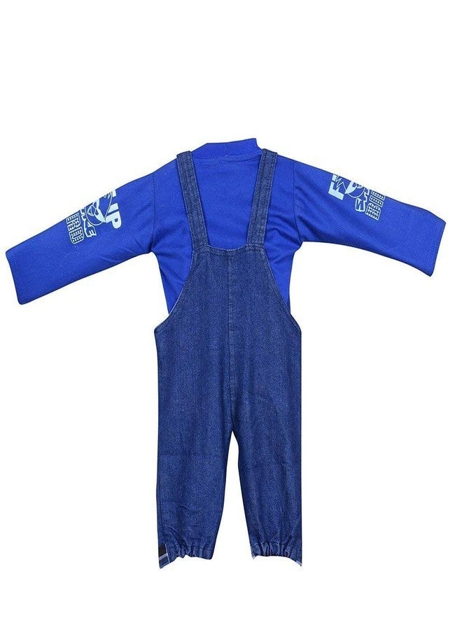 MalvinaDenim Dungaree with T Shirt for Kids (Upto 0-12 Months) Blue - Image 2
