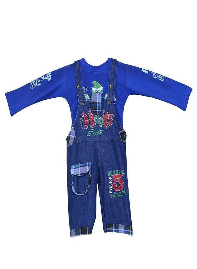 MalvinaDenim Dungaree with T Shirt for Kids (Upto 0-12 Months) Blue - Image 3