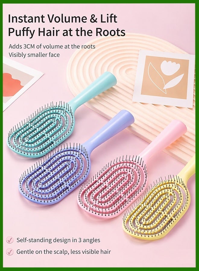 Kalythia Hair Brush for Women Volumizing Detangling Scalp Massage Anti Static Pocket Comb for Fine Thin Hair Styling Travel Daily Use (Pink) - Image 2