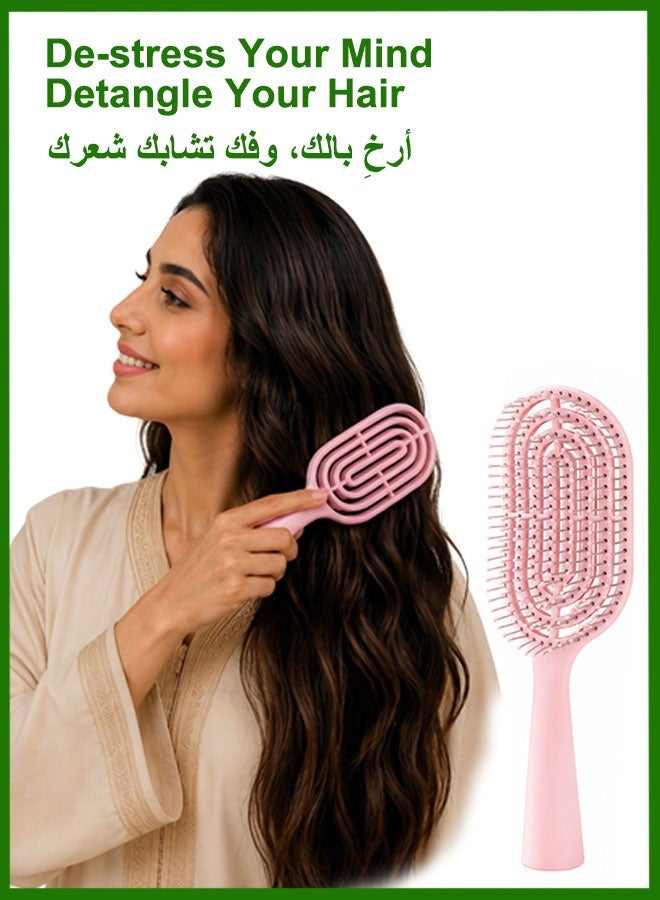 Kalythia Hair Brush for Women Volumizing Detangling Scalp Massage Anti Static Pocket Comb for Fine Thin Hair Styling Travel Daily Use (Pink) - Image 1