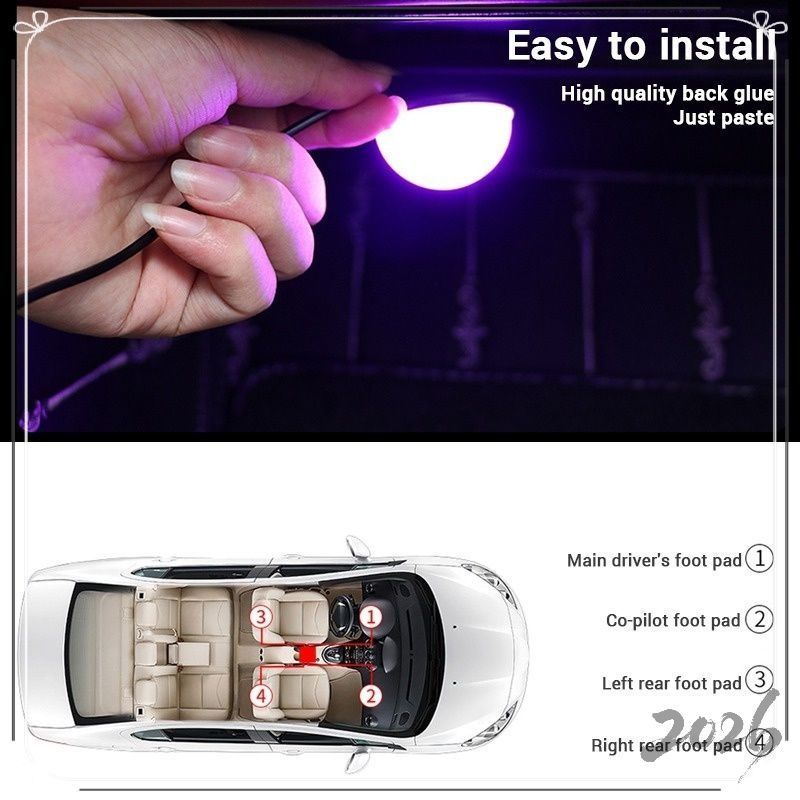 أضواء USB أسفل مقاعد السيارة باللون الأزرق - طقم إضاءة محيطية داخلية مكون من 4 شرائح LED للسيارات وسيارات الدفع الرباعي والشاحنات - Image 5