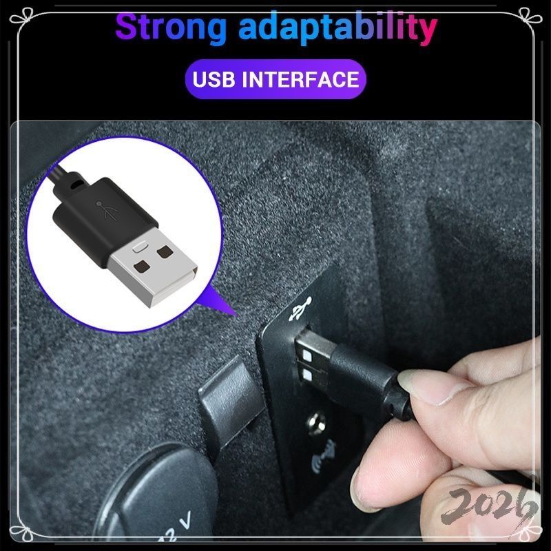 أضواء USB أسفل مقاعد السيارة باللون الأزرق - طقم إضاءة محيطية داخلية مكون من 4 شرائح LED للسيارات وسيارات الدفع الرباعي والشاحنات - Image 3