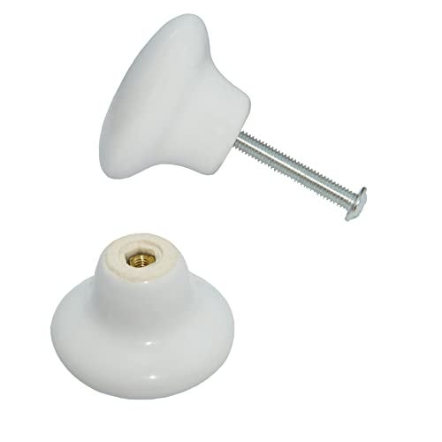 YMAISS 14packs White Ceramic knobs Round Mushroom Cabinet Dresser Vintage pulls Door Handles Drawer Knob Pull Handle Dresser Pulls Cupboard Wardrobe Drawer knobs with Screws - Image 3