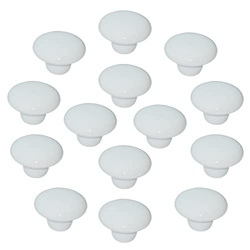 YMAISS 14packs White Ceramic knobs Round Mushroom Cabinet Dresser Vintage pulls Door Handles Drawer Knob Pull Handle Dresser Pulls Cupboard Wardrobe Drawer knobs with Screws - Image 1