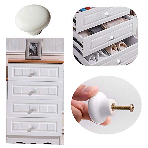 YMAISS 14packs White Ceramic knobs Round Mushroom Cabinet Dresser Vintage pulls Door Handles Drawer Knob Pull Handle Dresser Pulls Cupboard Wardrobe Drawer knobs with Screws - Image 5
