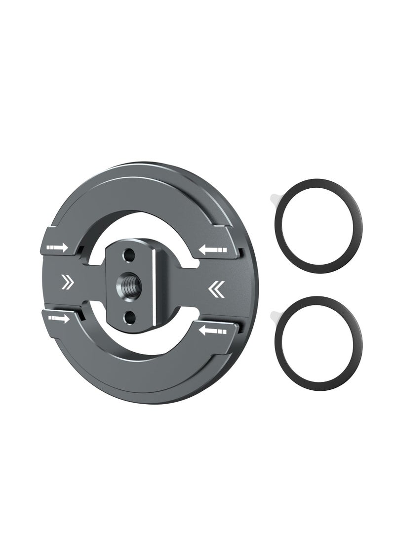 SYOSI Magnetic Phone Tripod Mount Adapter with Adhesive Magnetic Ring, 1/4” Screw Hole Suitable for Ball Head/Tripod, Cold Shoe Design Compatible with Microphone with Hot Shoe Connector - Image 1