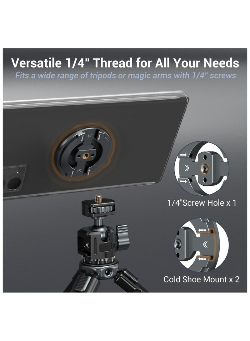SYOSI Magnetic Phone Tripod Mount Adapter with Adhesive Magnetic Ring, 1/4” Screw Hole Suitable for Ball Head/Tripod, Cold Shoe Design Compatible with Microphone with Hot Shoe Connector - Image 3
