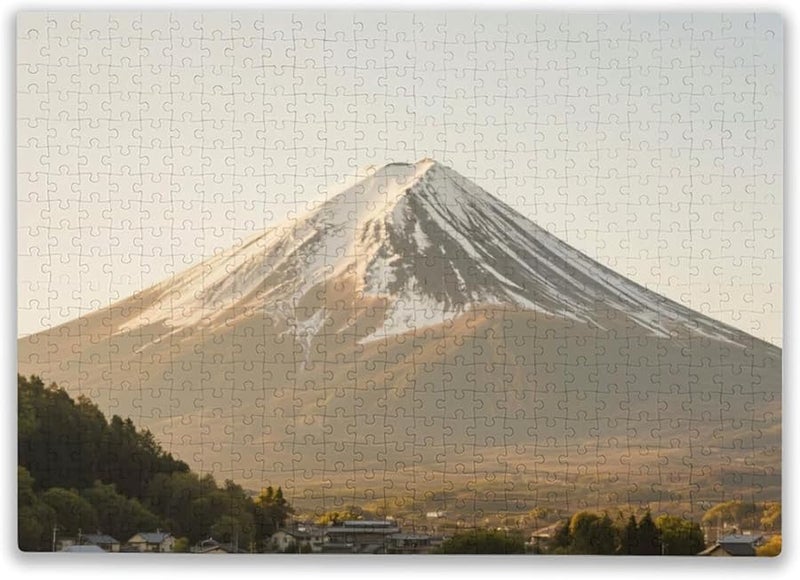 1000 Pieces Adult Wooden Puzzle Beautiful Mount Fuji And Pagoda Sunset View Educational Family Fun - Image 1