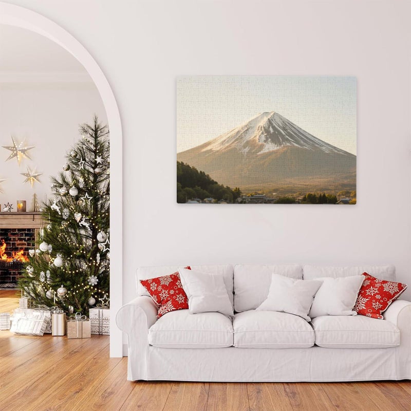 1000 Pieces Adult Wooden Puzzle Beautiful Mount Fuji And Pagoda Sunset View Educational Family Fun - Image 5