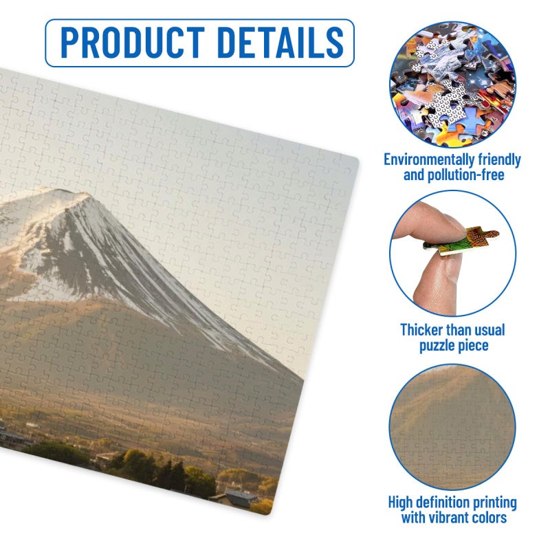 1000 Pieces Adult Wooden Puzzle Beautiful Mount Fuji And Pagoda Sunset View Educational Family Fun - Image 4