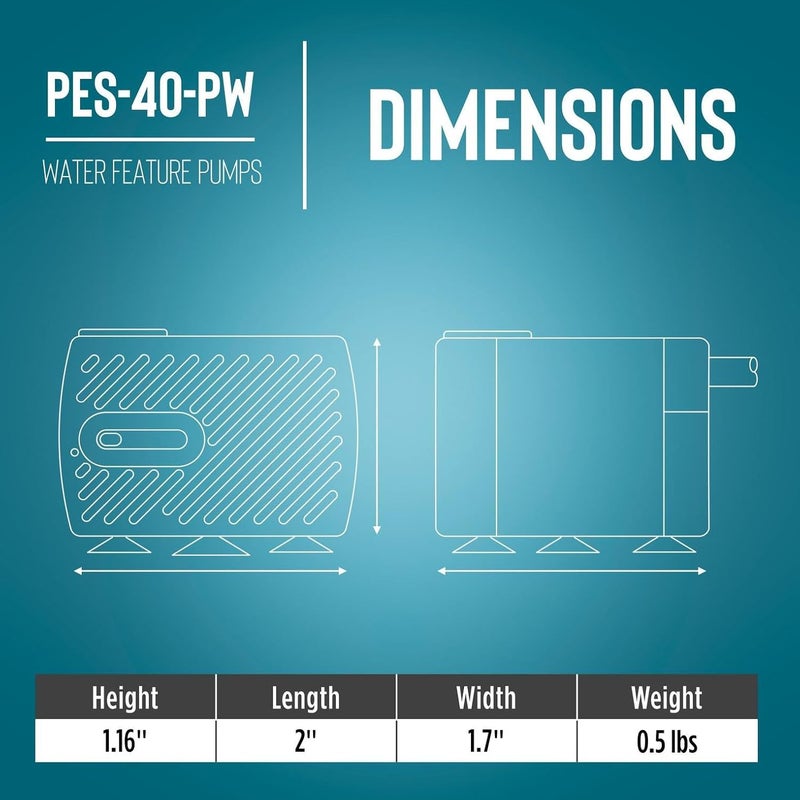 Little Giant 566713 PES-40-PW Submersible Statuary Fountain Pump - 40 GPH - Image 2