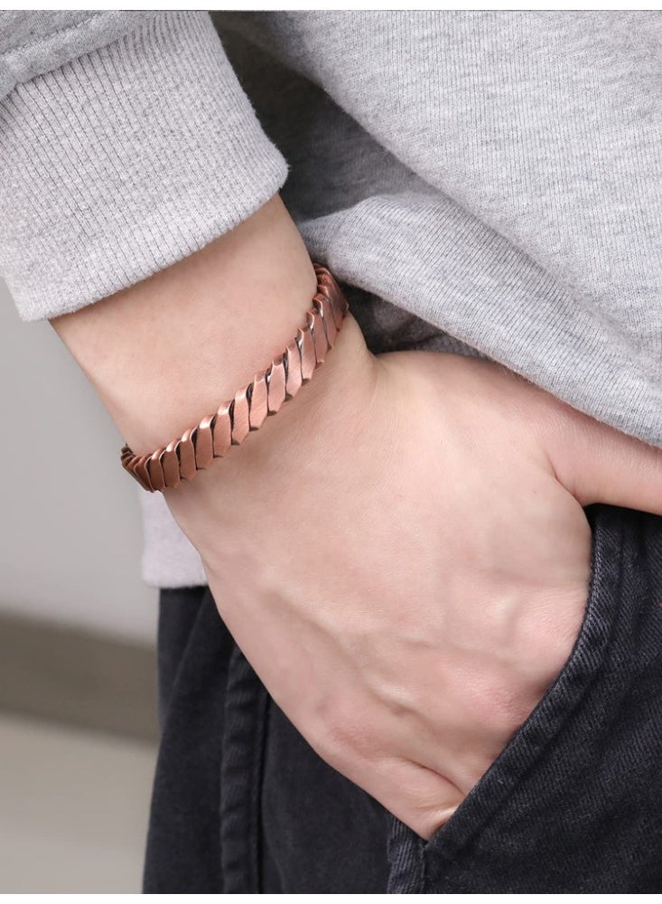 bebeFuture Pure Copper Twisted Cuff Bracelet - Adjustable Open End Design for Men  Women - Image 5