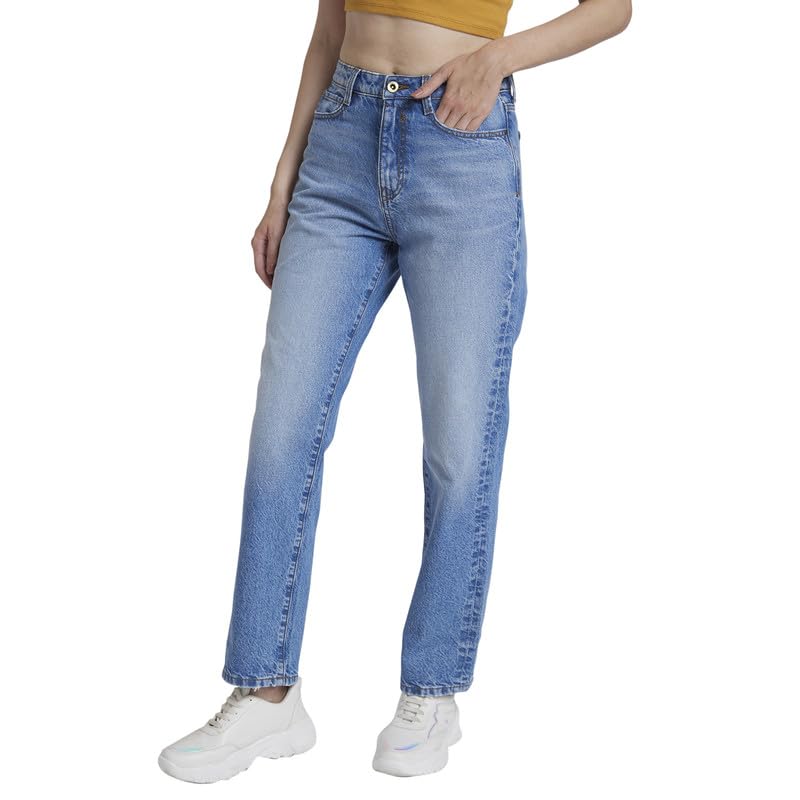 Spykar Women Light Blue Cotton Wide Leg Fit Ankle Length Clean Look Jeans -(Bella-Wide Leg) - Image 4