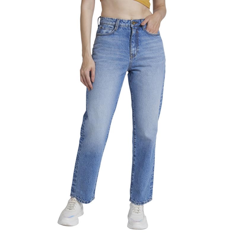 Spykar Women Light Blue Cotton Wide Leg Fit Ankle Length Clean Look Jeans -(Bella-Wide Leg) - Image 1