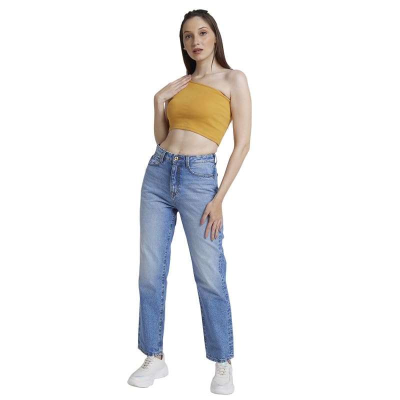 Spykar Women Light Blue Cotton Wide Leg Fit Ankle Length Clean Look Jeans -(Bella-Wide Leg) - Image 2