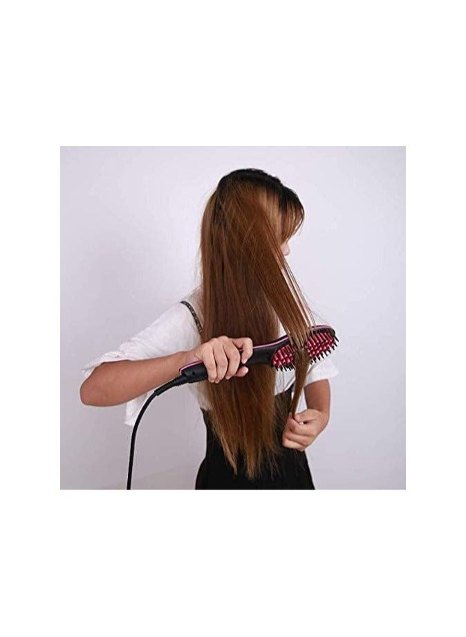 3 In 1 Hair Straightener Electric Comb With Temperature Control LCD Display Black/Pink - Image 5