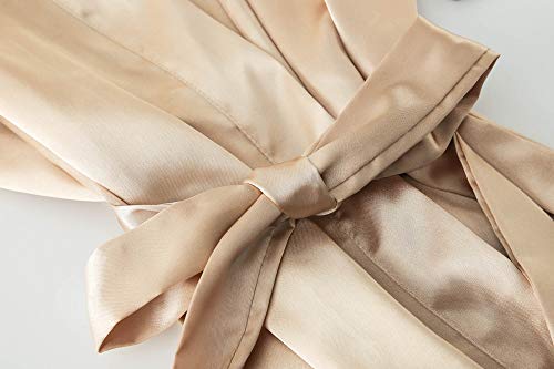 owiter Satin Robe for women Short Bride and Bridesmaid Rose Gold Dressing robe for Wedding Party… (US, Alpha, X-Large, Regular, Regular, rose gold maid of honor) - Image 4