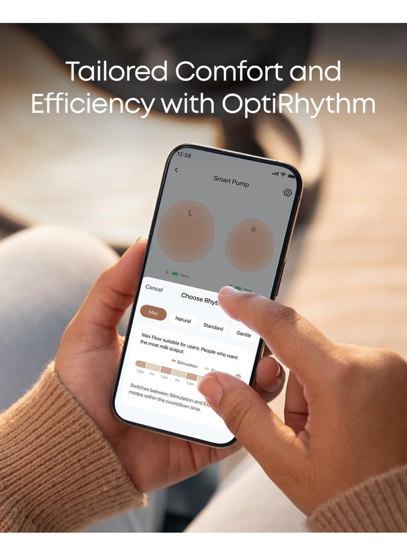 eufy Security Heated Wearable Breast Pump S1 Pro, Slim Hands-Free with Industry-Leading HeatFlow Tech, Wireless Charging Case, App-Controlled OptiRhythm, Hospital-Grade Suction, in-Bra Use - Image 5