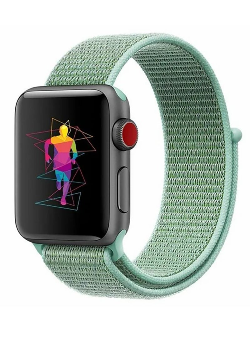 Generic For Apple Watch Series 7 & 8 (45mm) & Apple Watch Ultra (49mm) Nylon Sport Replacement Strap Bands With Adjustable Closure - Light Green 
