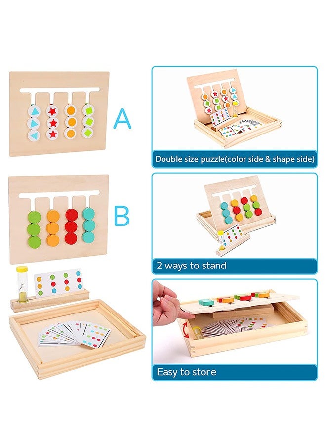 joyzzz - Montessori Sliding Puzzle Color, Shape Matching Wooden Toy - Image 1