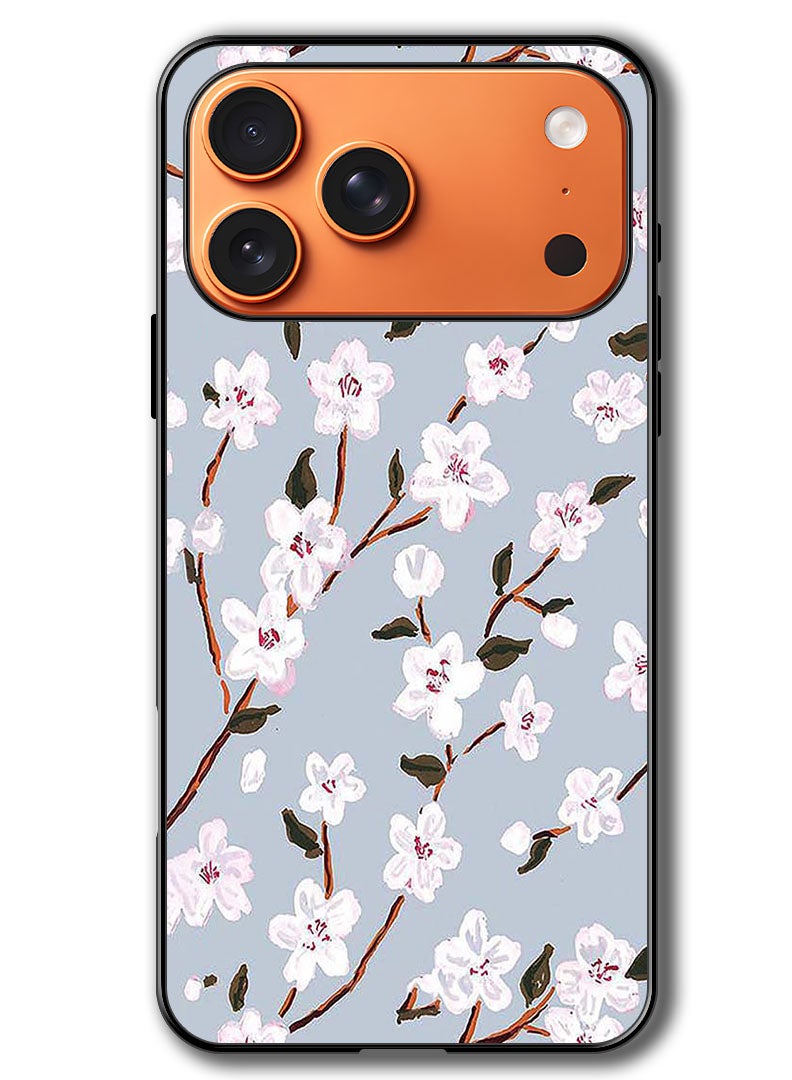 Theodor Case Compatible with Apple iPhone 17 Pro 6.3 Inch Protection Shockproof Bumper Cover White Flower - Image 1