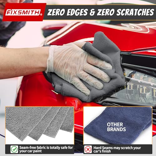 FIXSMITH Shop Towels, Pack of 200, Grey Microfiber Cleaning Cloth Bulk, Microfiber Towels for Cars, All-Purpose Absorbent Cleaning Rags, Dust Cloth for Automotive, Mechanic, Garage, 11.5 x 11.5 inch - Image 4