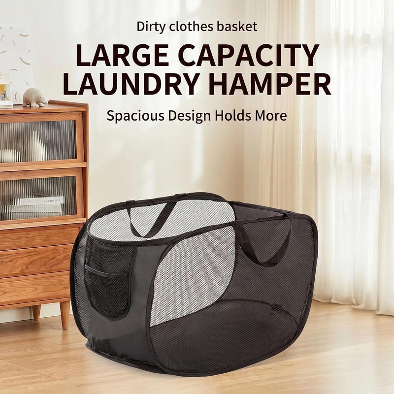 ToolHouse Foldable Laundry Basket with 2 Compartments – Clothes Hamper for Bathroom Bedroom, Portable Laundry Sorter for Dirty Clothes, Space Saving Storage Bin with Carry Handle for Travel (Black) - Image 2