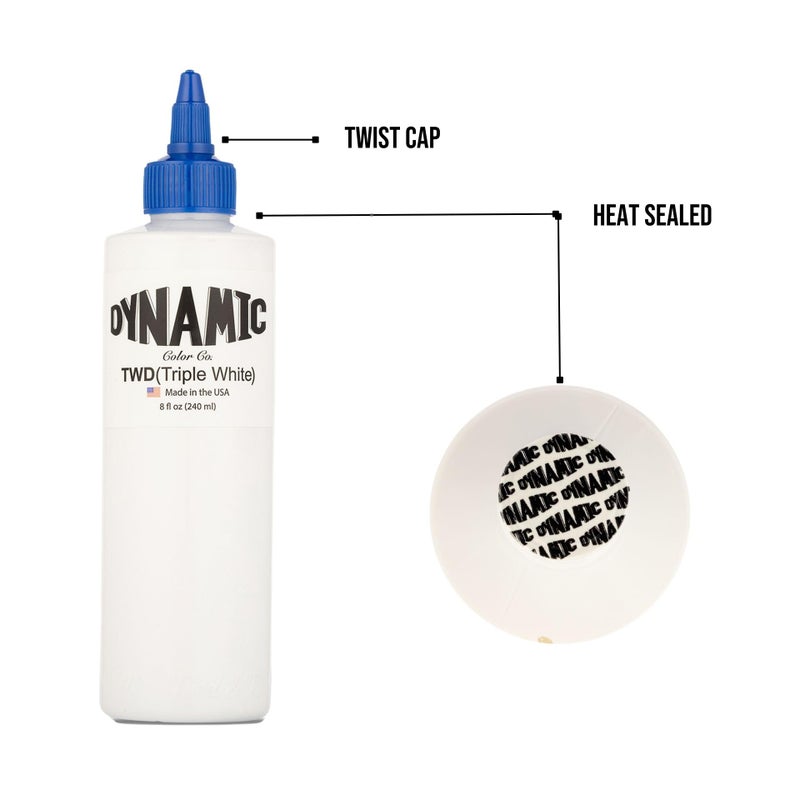 Dynamic Triple White Tattoo Ink, Sterilized, Made in USA, 8 oz Bottle - Image 4