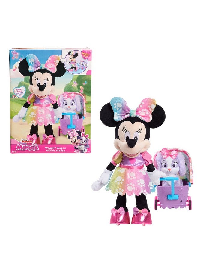 Minnie Disney Junior Minnie Mouse Waggin’ Wagon Lights and Sounds Feature Plush, Kids Toys for Ages 3 Up by Just Play - Image 1