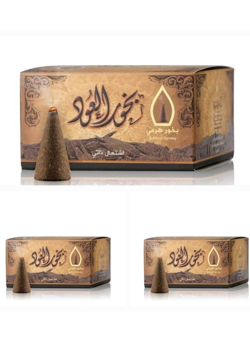 سدر الخليج بخور العود بتصميم هرمي بني 50 جرام مكون من 3 قطع