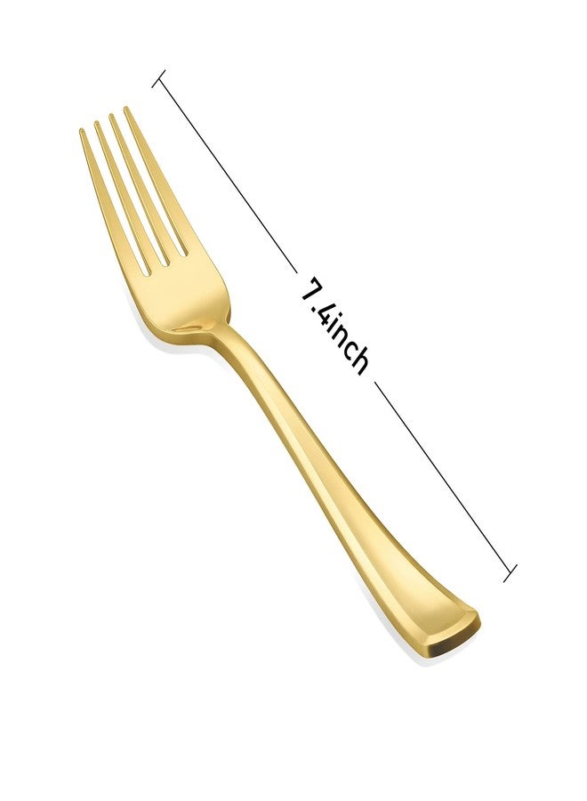 N9R 50PCS Gold Plastic Forks, Solid, Durable and Heavy Duty Plastic Forks Disposable, Perfect Plastic Utensils for Parties, Thanksgiving, Christmas and Daily Use - Image 2