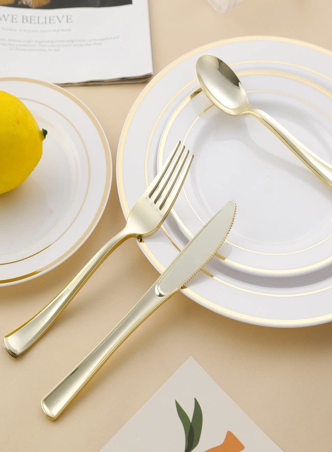 N9R 50PCS Gold Plastic Forks, Solid, Durable and Heavy Duty Plastic Forks Disposable, Perfect Plastic Utensils for Parties, Thanksgiving, Christmas and Daily Use - Image 4