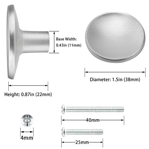 goldenwarm 10 Pack Brushed Nickel Cabinet Knobs Kitchen Hardware Round Drawer Knob for Sliver Cabinets Handles Closet Door Pulls Zinc Alloy - Image 2