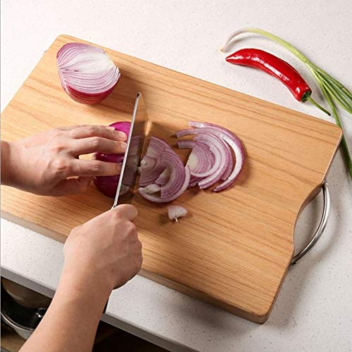 Trendegic Medium NonSlip Wooden Vegetable Fruit Meat Cutting Slicing Chopping Board with Stainless Steel Handle - Image 1