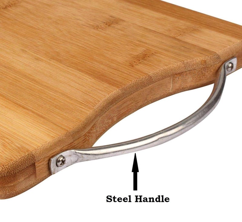 Trendegic Medium NonSlip Wooden Vegetable Fruit Meat Cutting Slicing Chopping Board with Stainless Steel Handle - Image 4
