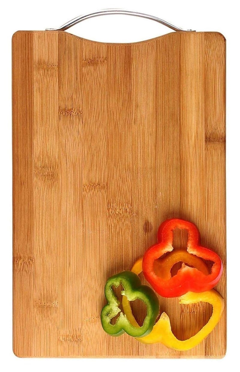 Trendegic Medium NonSlip Wooden Vegetable Fruit Meat Cutting Slicing Chopping Board with Stainless Steel Handle - Image 2